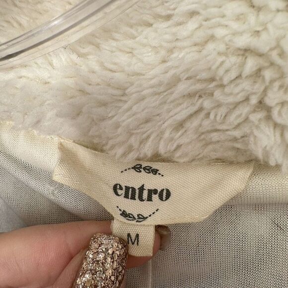 Entro Southwestern Sherpa Jacket Quarter Zip Pullover Womens Size M Relaxed Fit - Picture 8 of 9